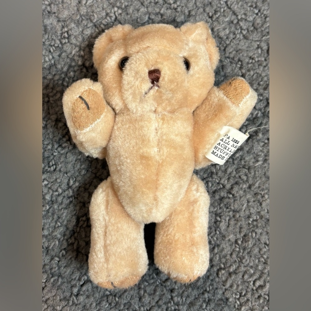Vintage 4 Way Jointed 5.25” Teddy Bear Light Brown Tan Acrylic Adorable